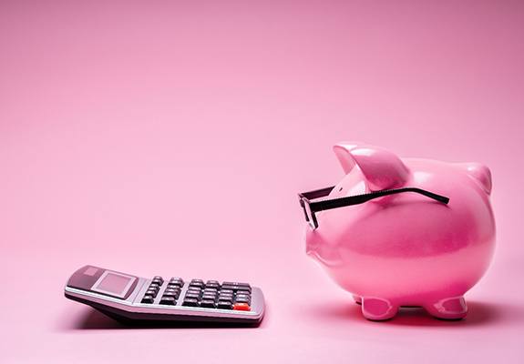 Piggy bank and calculator