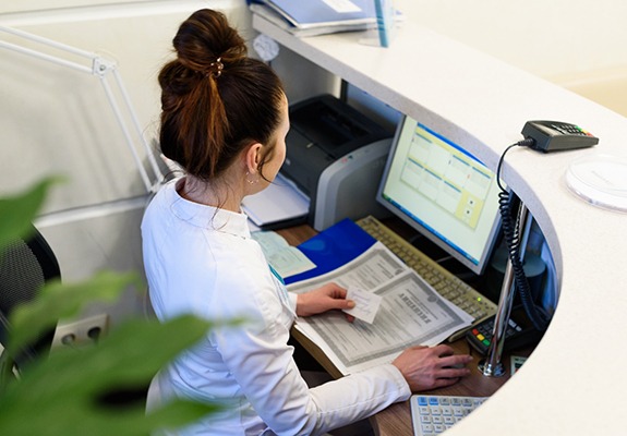 Woman working on a computer