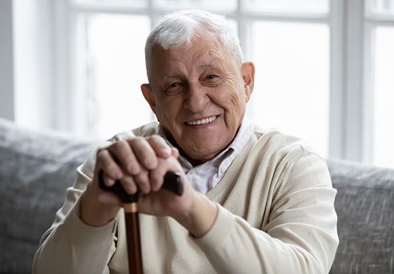 Man smiling with dentures in Zionsville